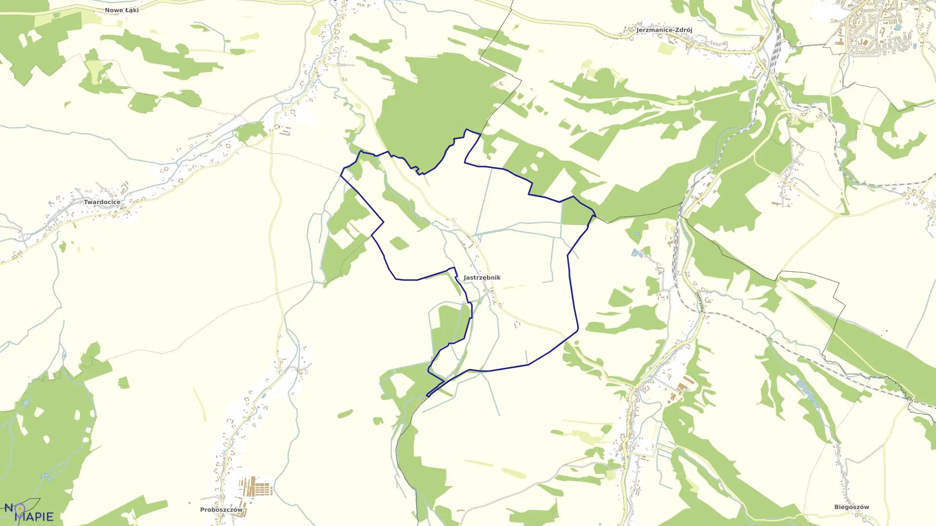 Mapa obrębu JASTRZĘBNIK w gminie Pielgrzymka